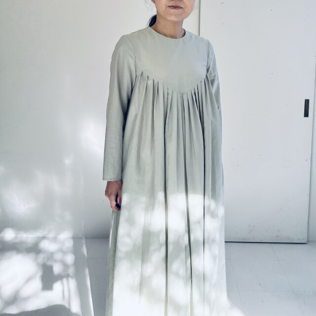 コットンシルクAラインタックワンピース(ミント) | iichi 日々の暮らし