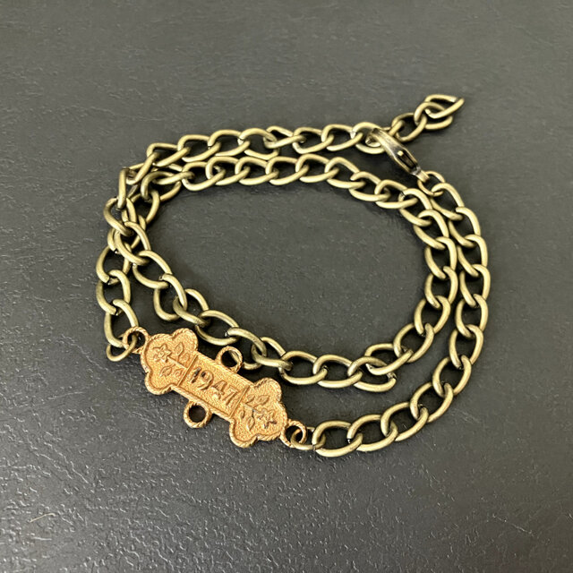 k14 IDブレスレット　イギリスヴィンテージ　アンティーク 1947 イギリス ヴィンテージ ID ブレスレット 真鍮 Brass | iichi 日々
