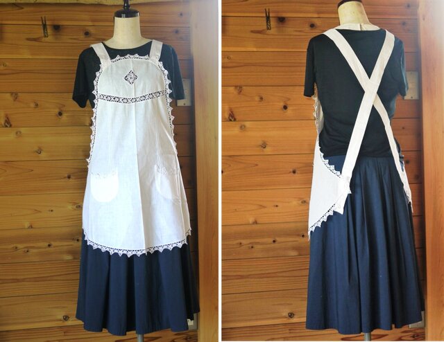 アンティークレース　エプロン　1850年代　broderie Anglaise 白いレースエプロン ドイツ レトロヴィンテージ | iichi 日々の暮らし
