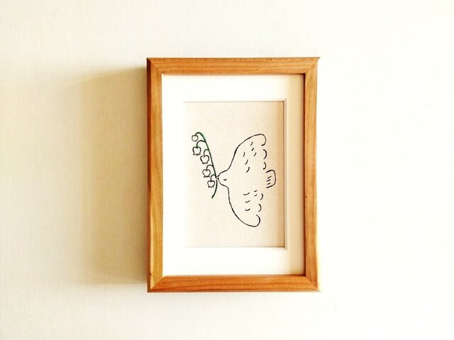 スズラン 原画 ※木製額縁入り(2Lサイズ）花の絵・イラスト・インテリア
