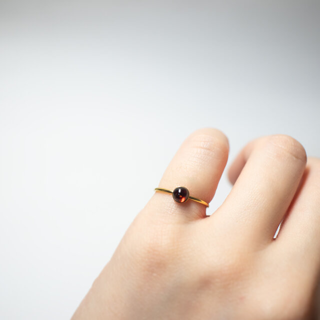 モザンビーク産 天然ルビー8×8mm ペリドット ガーネット 指輪 モザンビークガーネット 天然石のピンキーリング【約3号】金属