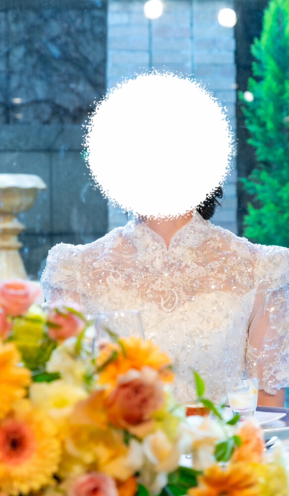 実例写真！ボレロのみ 半袖 ハイネック 美しい花レース 韓国風ドレス