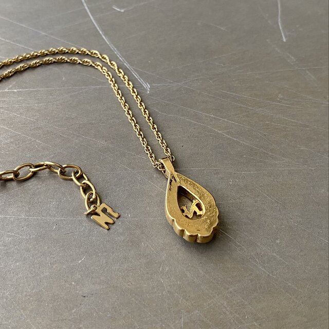 Vintage USA NINA RICCI gold tone crystal bijou drop necklace