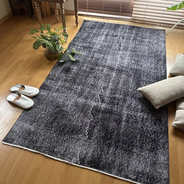 110×203 ブラックグレイオーバーダイ ワンカラー トルコヴィンテージ
