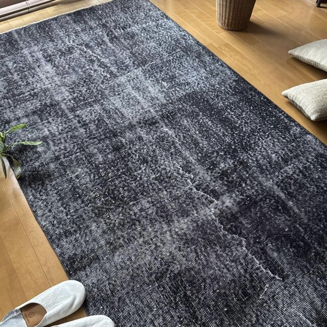 110×203 ブラックグレイオーバーダイ ワンカラー トルコヴィンテージ