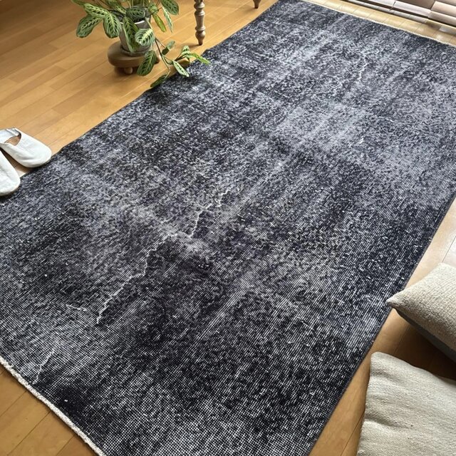 110×203 ブラックグレイオーバーダイ ワンカラー トルコヴィンテージ