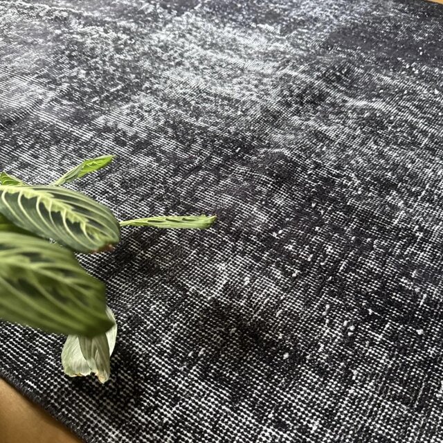 69×124ダークグレイ　オーバーダイ　ボタニカル　トルコヴィンテージラグ 貴重 春イエロー116×208 ボタニカル オーバーダイ トルコヴィンテージ