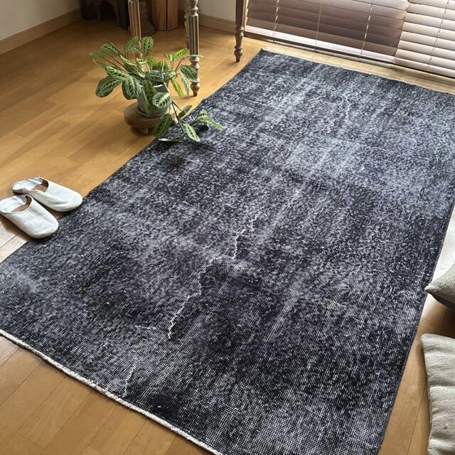 110×203 ブラックグレイオーバーダイ ワンカラー トルコヴィンテージ