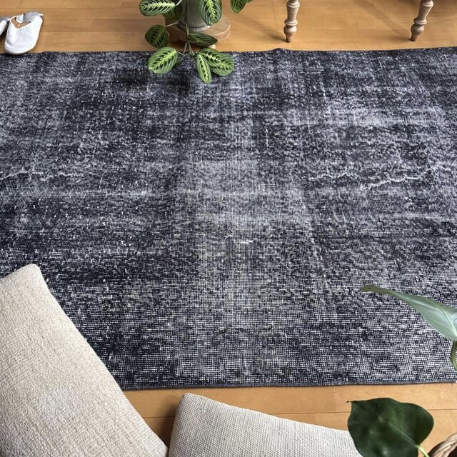 110×203 ブラックグレイオーバーダイ ワンカラー トルコヴィンテージ