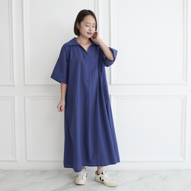 ◇新品◇美ライン*大人スタイル*スキッパー*ジャージワンピース*NA
