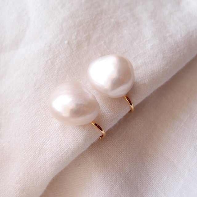 Big Baroque Pearl Earrings／大粒バロックパール クリップイヤリング