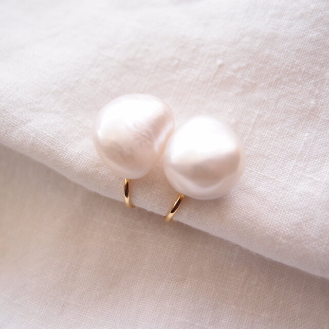 Big Baroque Pearl Earrings／大粒バロックパール クリップイヤリング
