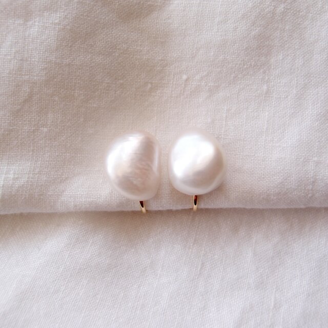 Big Baroque Pearl Earrings／大粒バロックパール クリップイヤリング