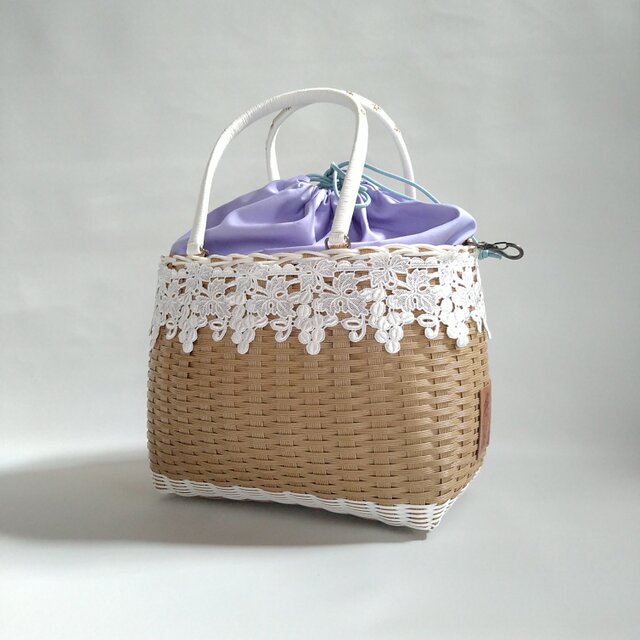 2サイズ】巾着なのに外ポケット！？ XL 紫陽花 | iichi 日々の暮らしを