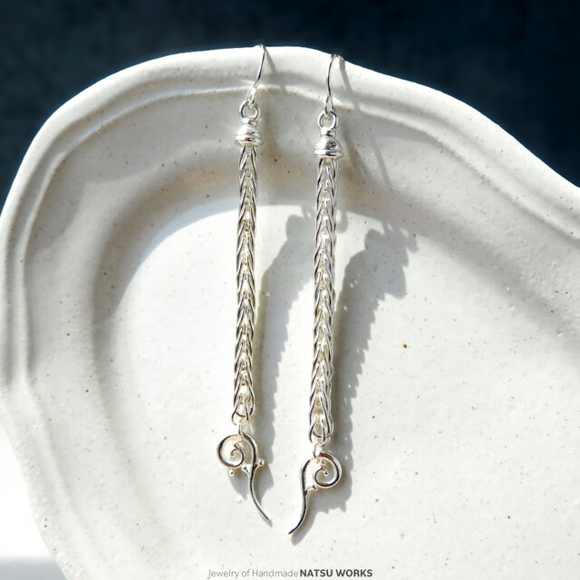 シルバーチェーン ピアス / Foxtail chain silver earring 076 | iichi