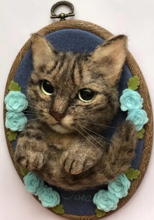 羊毛フェルトで作る猫ポートレート《特大タイプ上半身像》【オーダー