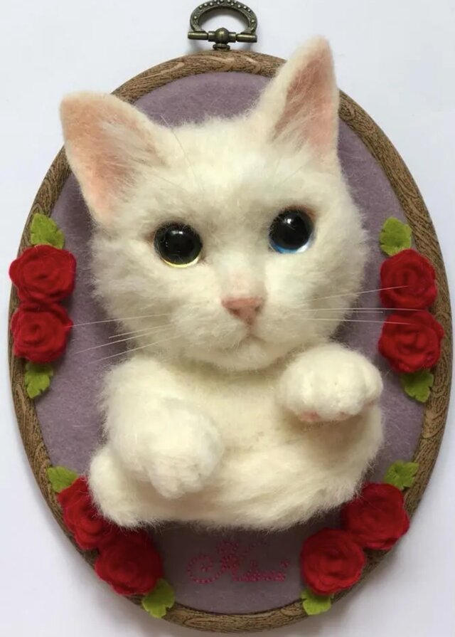 羊毛フェルトで作る猫ポートレート《特大タイプ上半身像》【オーダー