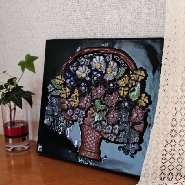 Jie Gantofta Flower basket ジィガントフタ 花かご 陶板 廃盤 北欧