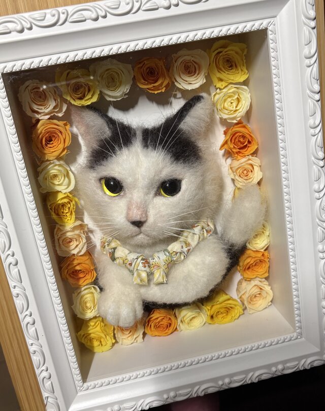 つ*い様 ラグドール　猫　羊毛フェルト　ハンドメイド　写真立て　壁掛け　額縁　ぬ 羊毛フェルトで作る猫ポートレート【オーダーメイド】【羊毛フェルト猫