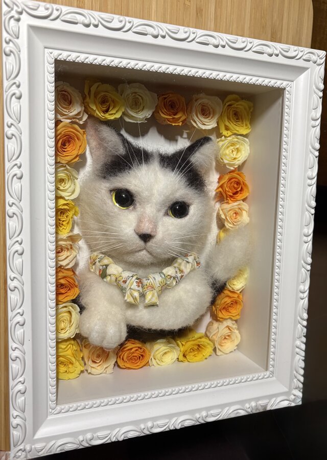 羊毛フェルトで作る猫ポートレート【オーダーメイド】【羊毛フェルト猫