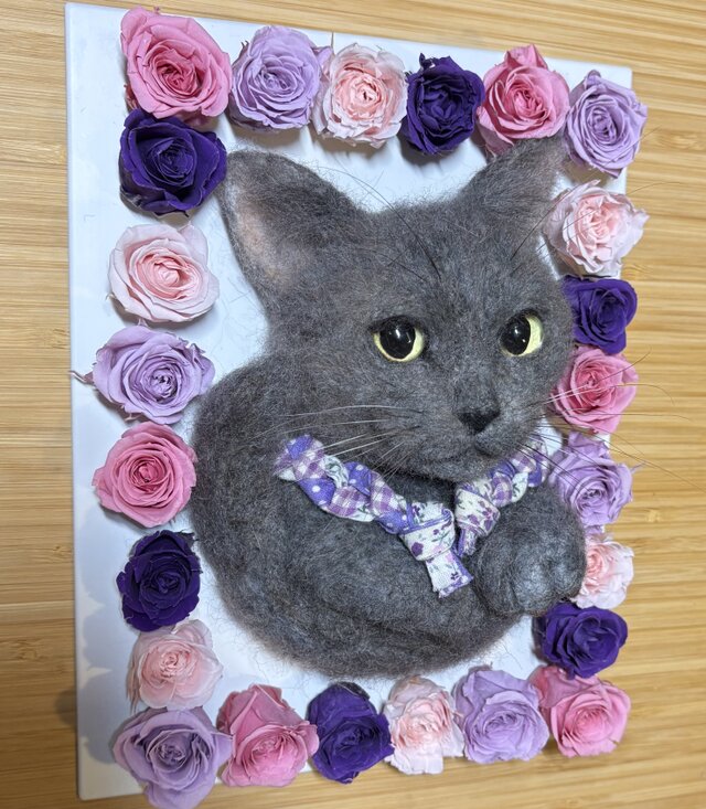 羊毛フェルトで作る猫ポートレート【オーダーメイド】【羊毛フェルト猫
