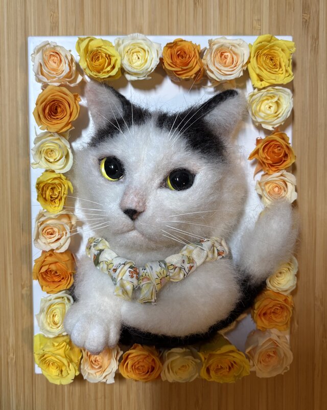 羊毛フェルトで作る猫ポートレート【オーダーメイド】【羊毛フェルト猫