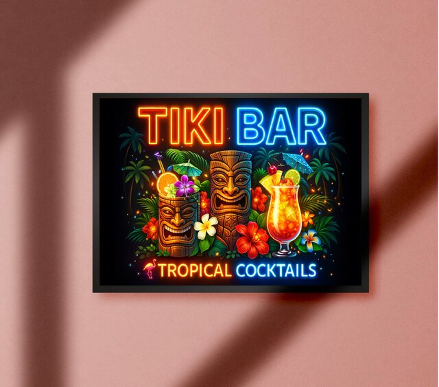 額付※オーダー無料】 Tiki Bar ネオン風 トロピカル ハワイ ビンテージ