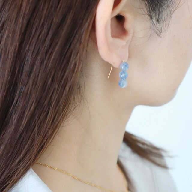 ゆれないフックピアス＞ アイオライト ピアス/イヤリング | iichi 日々