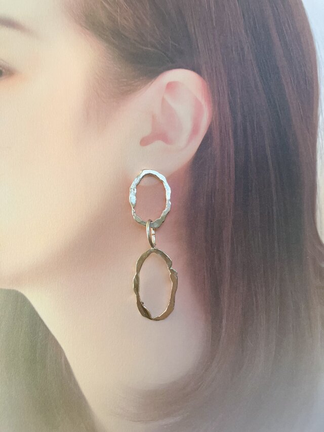 1点もの silver melt BIG double hoop pierce 主役ピアス 大振り
