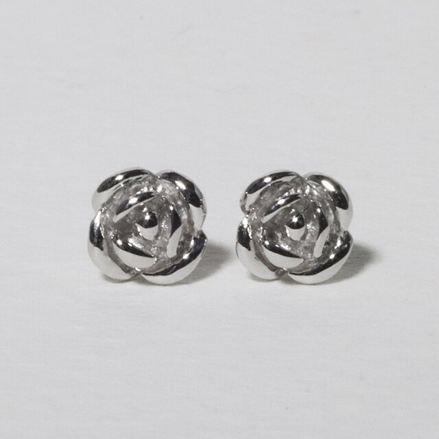 プラチナ ローズ 薔薇 スタッドピアス バラ rose おしゃれ ワン