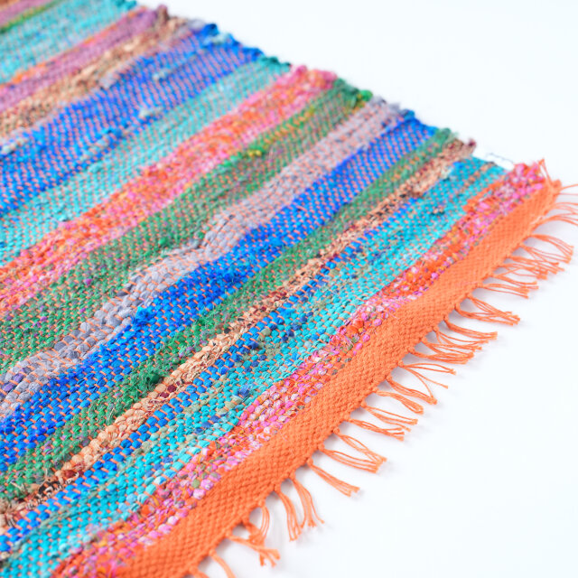 vintage sari teori mat / ヴィンテージサリー 手織り裂き織りマット