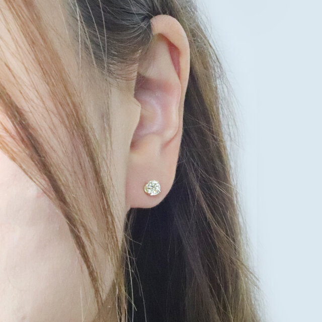 K18 イエローダイヤモンド 1.00ct 4本爪スタッドピアス YG ゴールド 18 