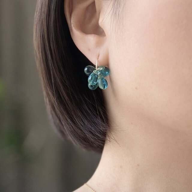 紫陽花色チェコガラス ピアス／イヤリング＆ネックレスセット 小ぶり