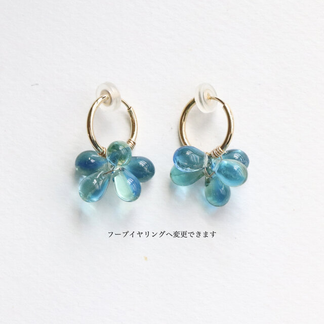 紫陽花色チェコガラス ピアス／イヤリング＆ネックレスセット 小ぶり