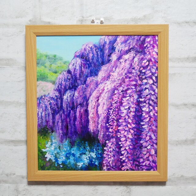 原画】藤の花咲く春の風景「悠久の紫」 油絵/風景画/癒し/インテリア