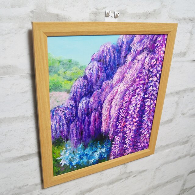 原画】藤の花咲く春の風景「悠久の紫」 油絵/風景画/癒し/インテリア