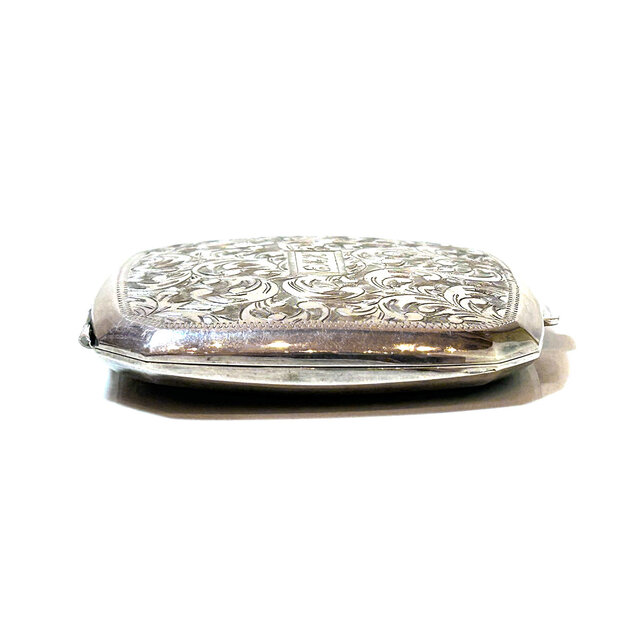 Sterling Silver 950 Engraved Powder Compact Mirror | iichi 日々の
