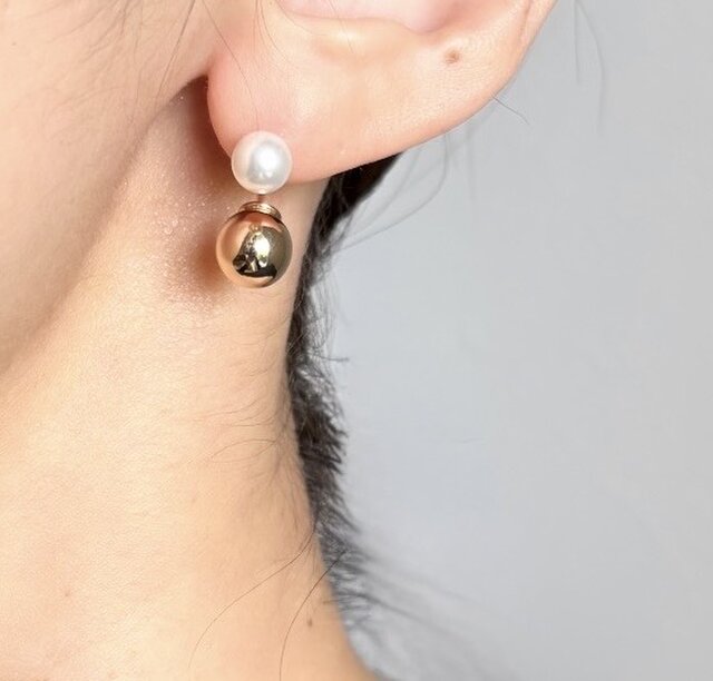 Audrey 14kgf サージカルステンレス クリスタルパール ピアス | iichi