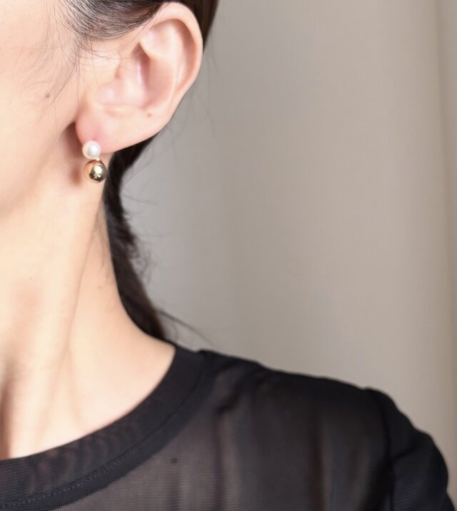 Audrey 14kgf サージカルステンレス クリスタルパール ピアス | iichi