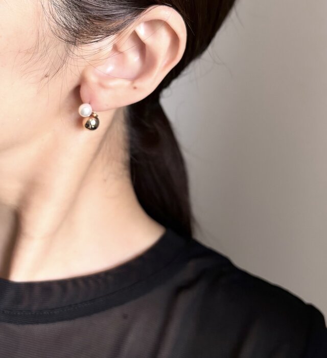 Audrey 14kgf サージカルステンレス クリスタルパール ピアス | iichi