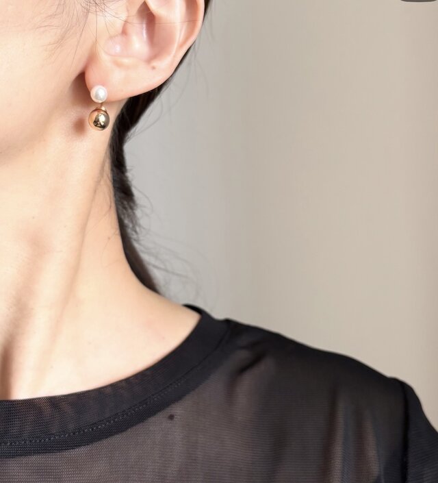 Audrey 14kgf サージカルステンレス クリスタルパール ピアス | iichi
