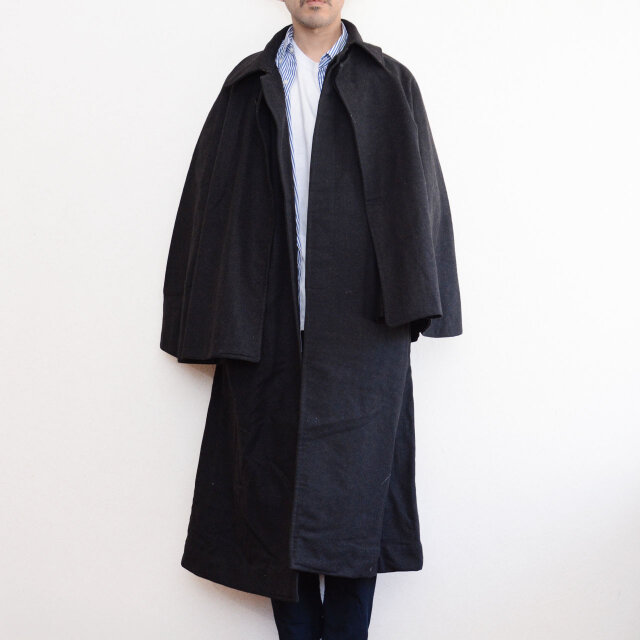 【美品】50s〜60s トンビコート マントコート ヴィンテージ 黒 大正〜昭和初期 トンビ マント（二重廻し）ダークチャコール ウール