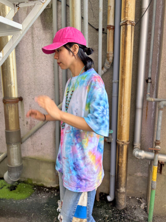 タイダイ ビッグシルエット Tシャツ XLサイズ 曼荼羅 カラフル Hippies
