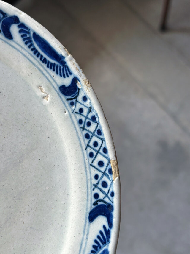 【洋食器】美しいデルフト　アンティーク　皿 18世紀 Delft デルフト 平皿 オランダ アンティーク 0502572 | iichi