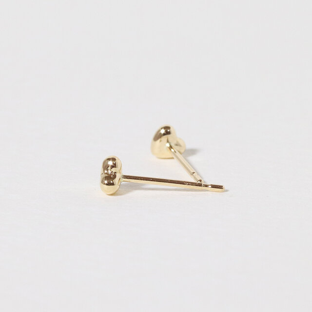 K18 3mm ハートピアス スタッドピアス 18金 イエローゴールド ホワイト