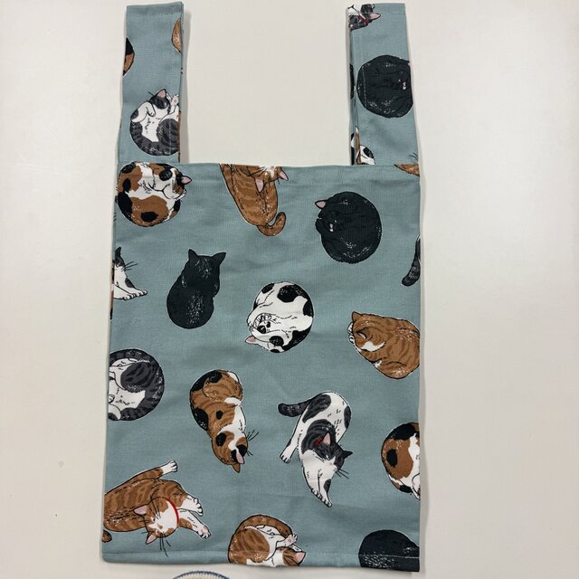 コンビニサイズエコバッグ 猫 ブルー | iichi 日々の暮らしを心地よく