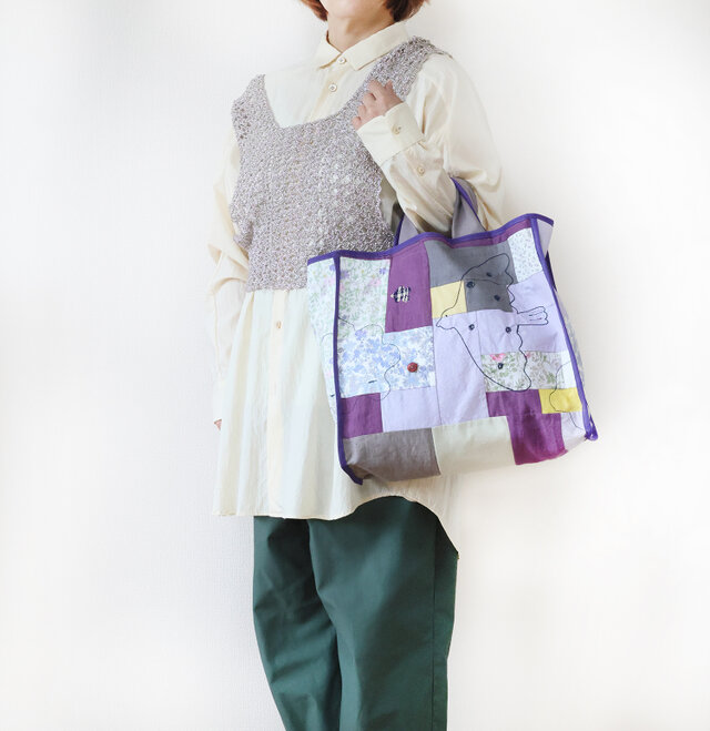 パッチワークバッグ Drawing overーpurple | iichi 日々の暮らしを