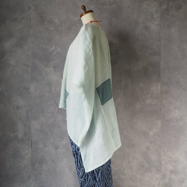 パッチワークブラウス 男性麻着物をリメイク b0010 / 古布 kimono 着物
