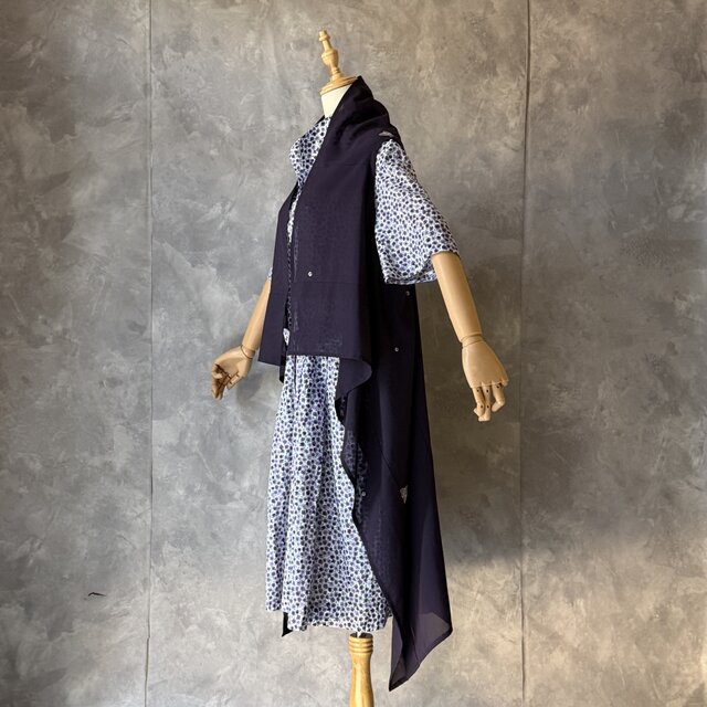 0004 着物リメイク 正絹 絽 ベスト / kimono vintage cloth Japanese
