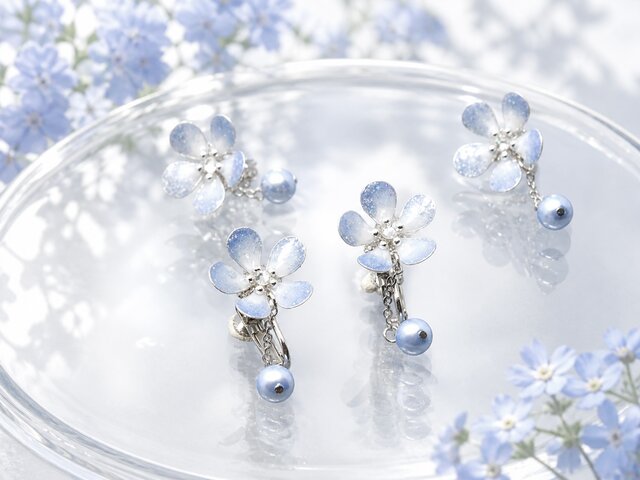 umisoraさん専用♡アンティーク風 ピアス イヤリング ネモフィラの風 ピアス&イヤリング | iichi 日々の暮らしを心地よく